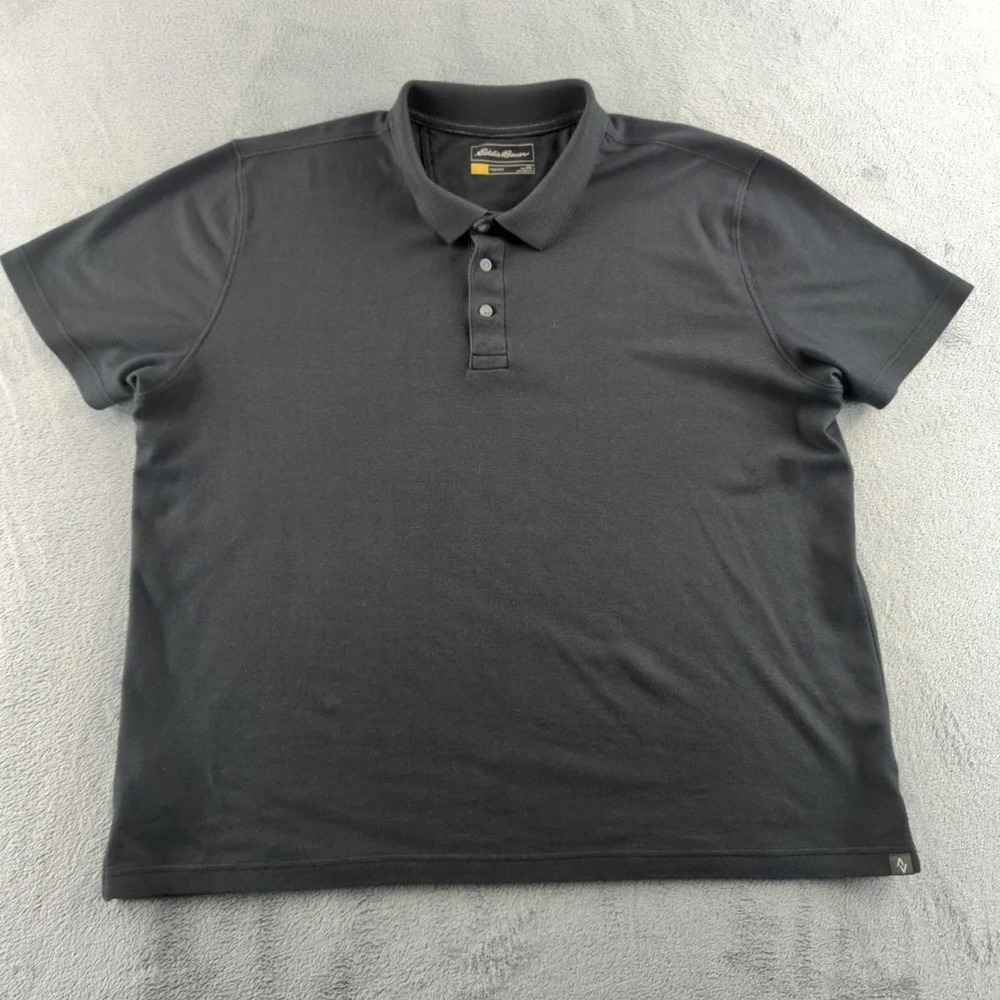 Eddie Bauer Travex Polo Mens 2XL Gray Short Sleeve Shirt Cotton Outdoor Hiking
